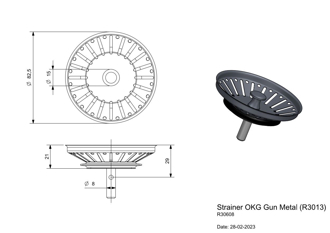 Siebkorb für Reginox Miami Gun-Metal Siebkorb für Reginox Miami Gun-Metal