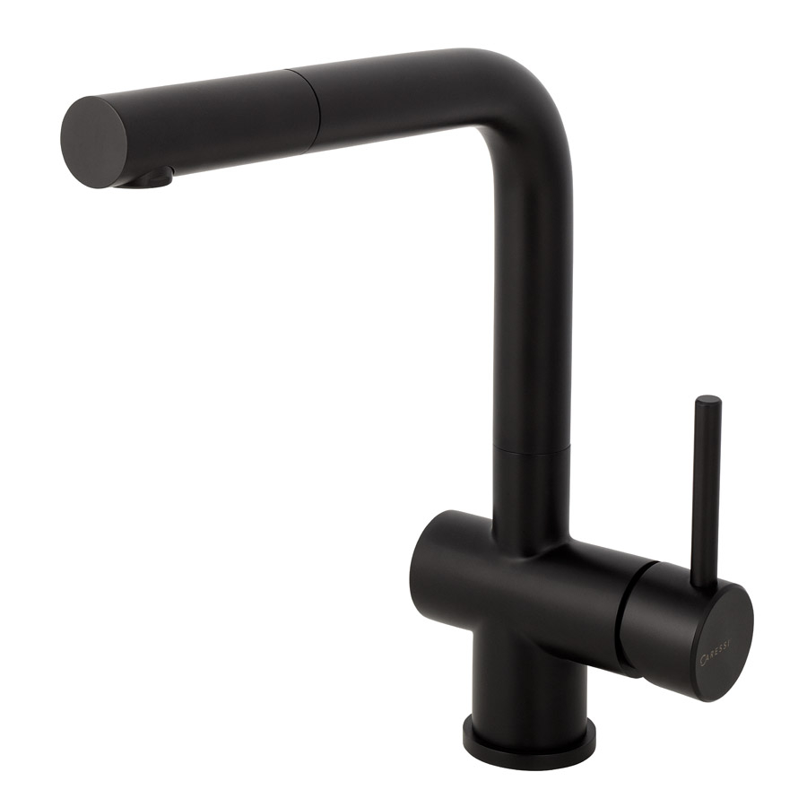 Caressi Einhandmischer Spültisch Armatur, ausziehbarer Auslauf, schwarz