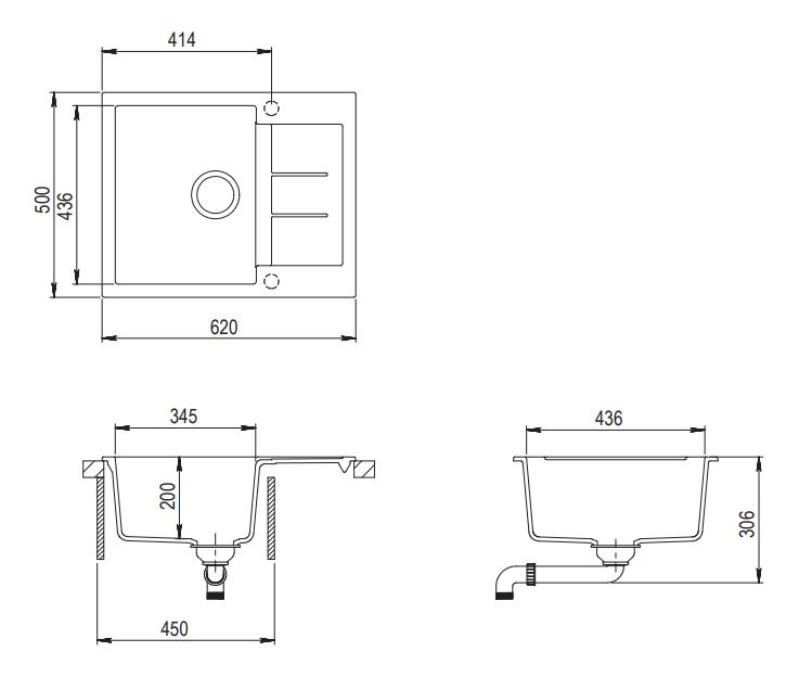 Zeichnung Spüle GQT102AW