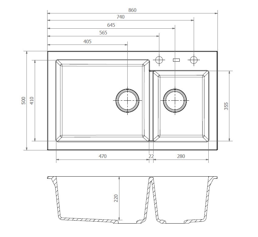 L8025-GS_3V64jRMtiHJw7h Reginox Amsterdam 25 Pure White Spülbecken weiß - Maßzeichnung