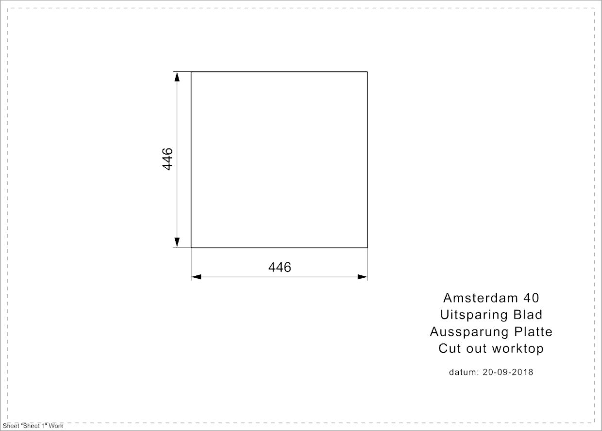 Reginox Amsterdam 40 Black Silvery Spüle 400x400 schwarz - Arbeitsplattenausschnitt
