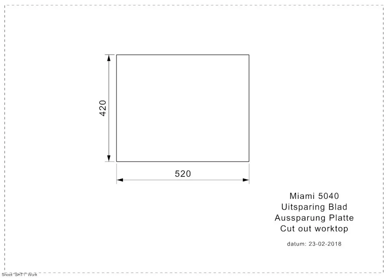 Reginox MIAMI 50X40 GOLD (L) Integrated Edelstahl Spülbecken - Arbeitsplattenausschnitt