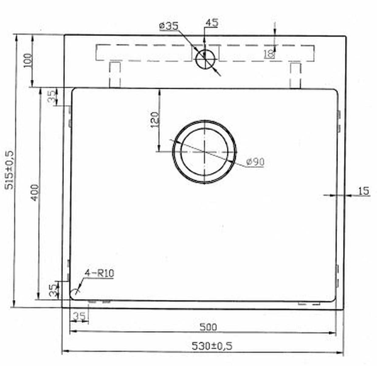 Zeichnung_SQAR10-5040 Zeichnung Edelstahl-Spuele SQAR10 5040