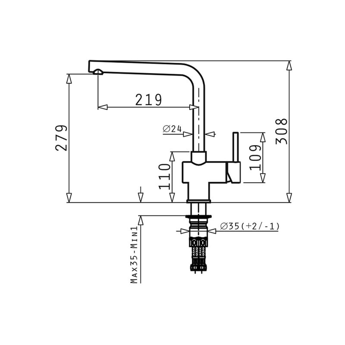 Zeichnung Armatur gold schwarz