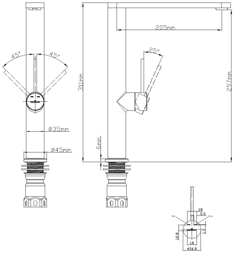 Reginox Kelso RVS Armatur
