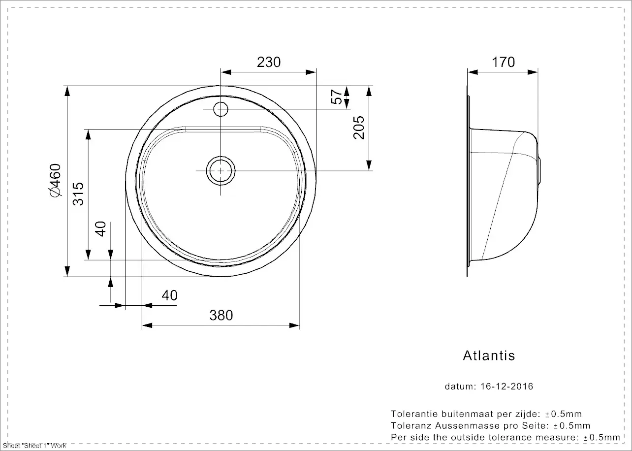 Atlantis Maßzeichnung