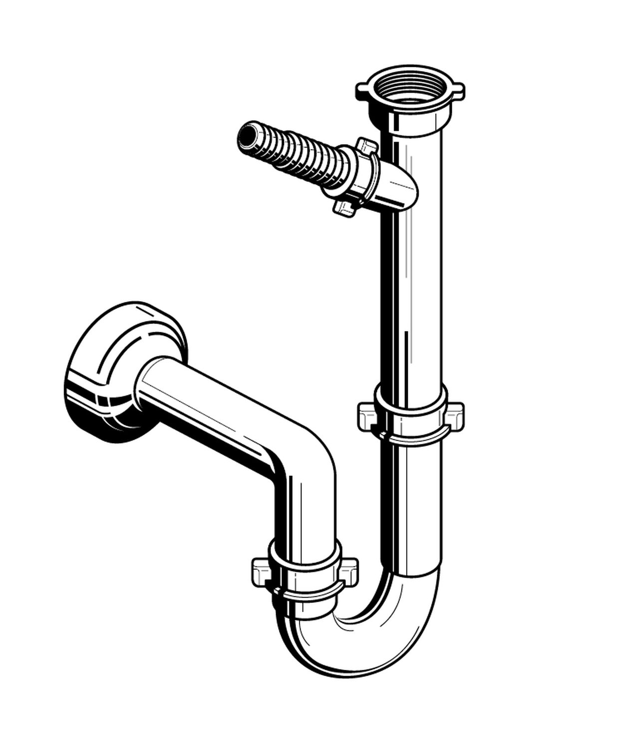 Siphon für Spülen mit einem Becken