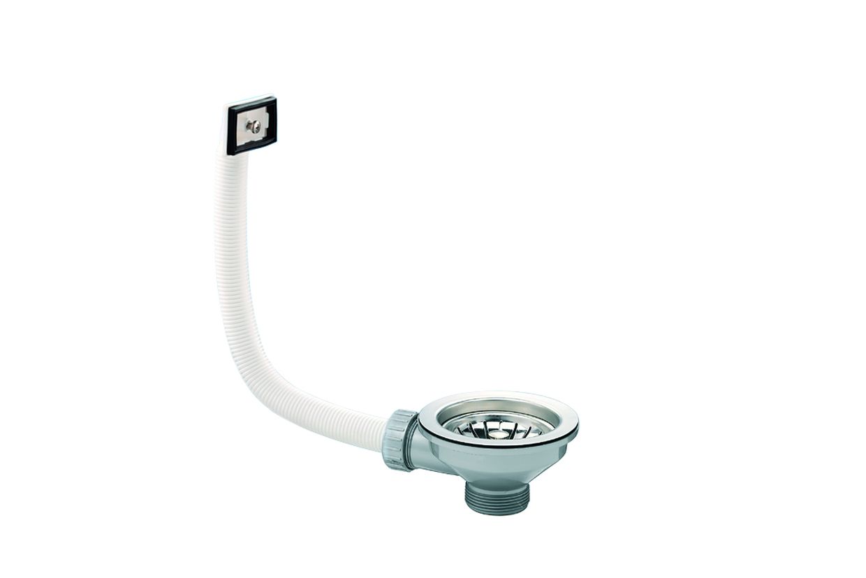 Pyramis SPACE PLUS 1B Edelstahl Einbauspüle poliert - Siebkorbventil ∅92 mit Überlauf im Becken