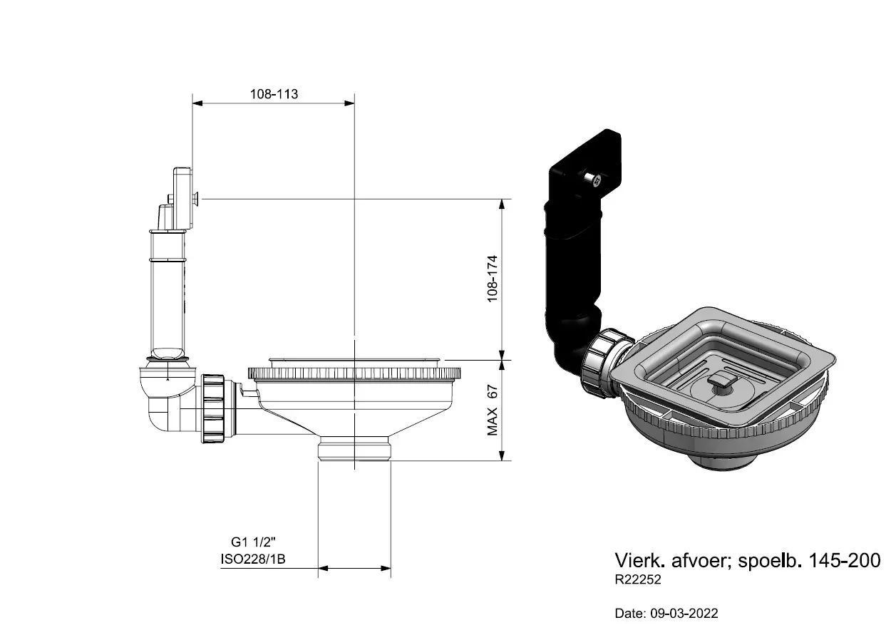 R22252_K_WKI_SAL_V2203 Ablaufgarnitur Für Reginox Texas Serie