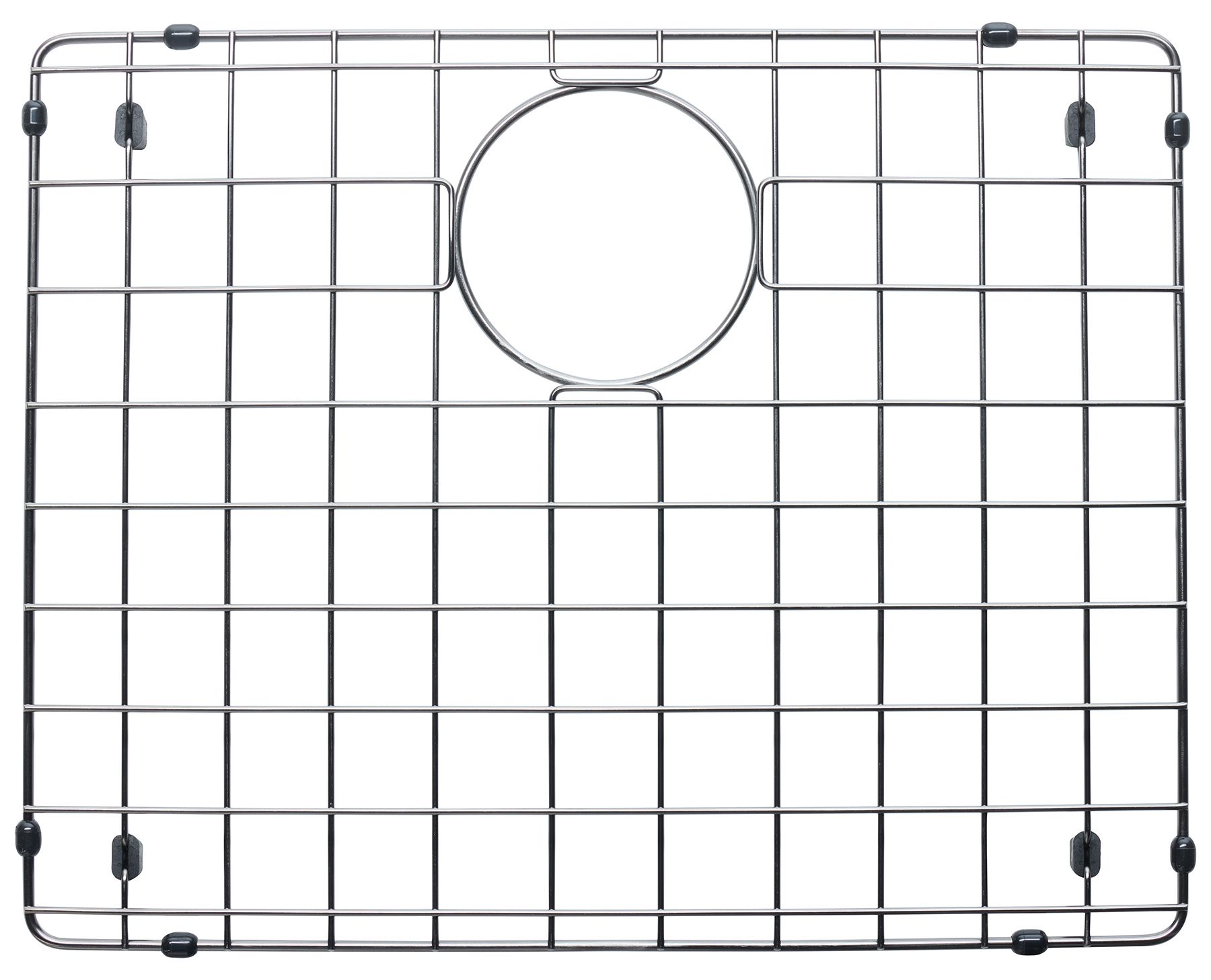 Reginox New York BOTTOM GRID 50X40 Gun Metal II Bodengitter Spülbeckengitter aus Edelstahl mit kreisförmiger Öffnung zum Schutz der Spülbeckenoberflächen und zur Verbesserung der Entwässerung.