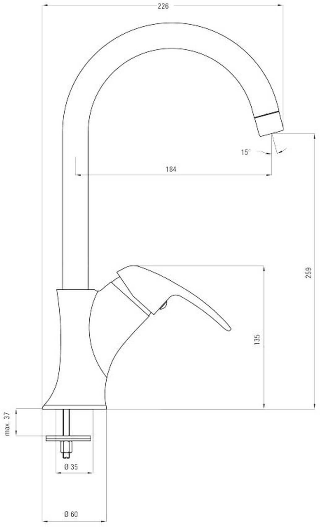 DEANTE Dalia Masszeichnung Spültischarmatur mit schwenkbarem Auslauf