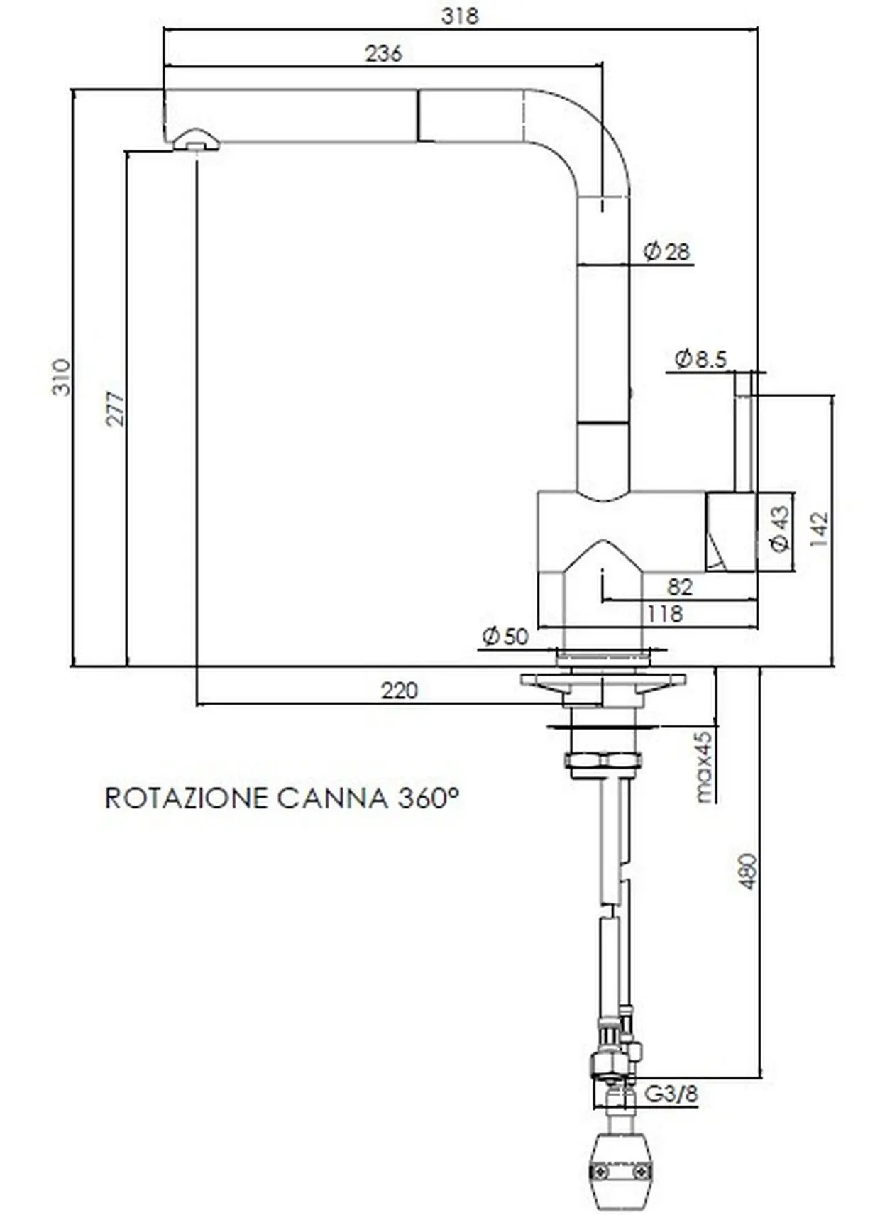Reginox Cedar Black Einhandmischer Spültisch Armatur mit Schwenkauslauf schwarz