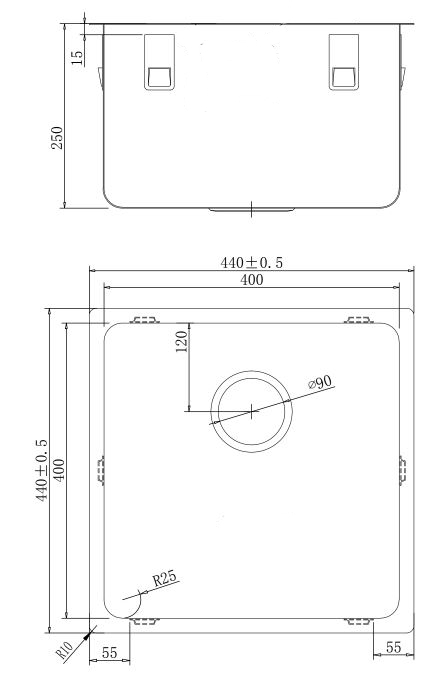smr254040 SHIGO Krankenhausspüle SMR25 4040