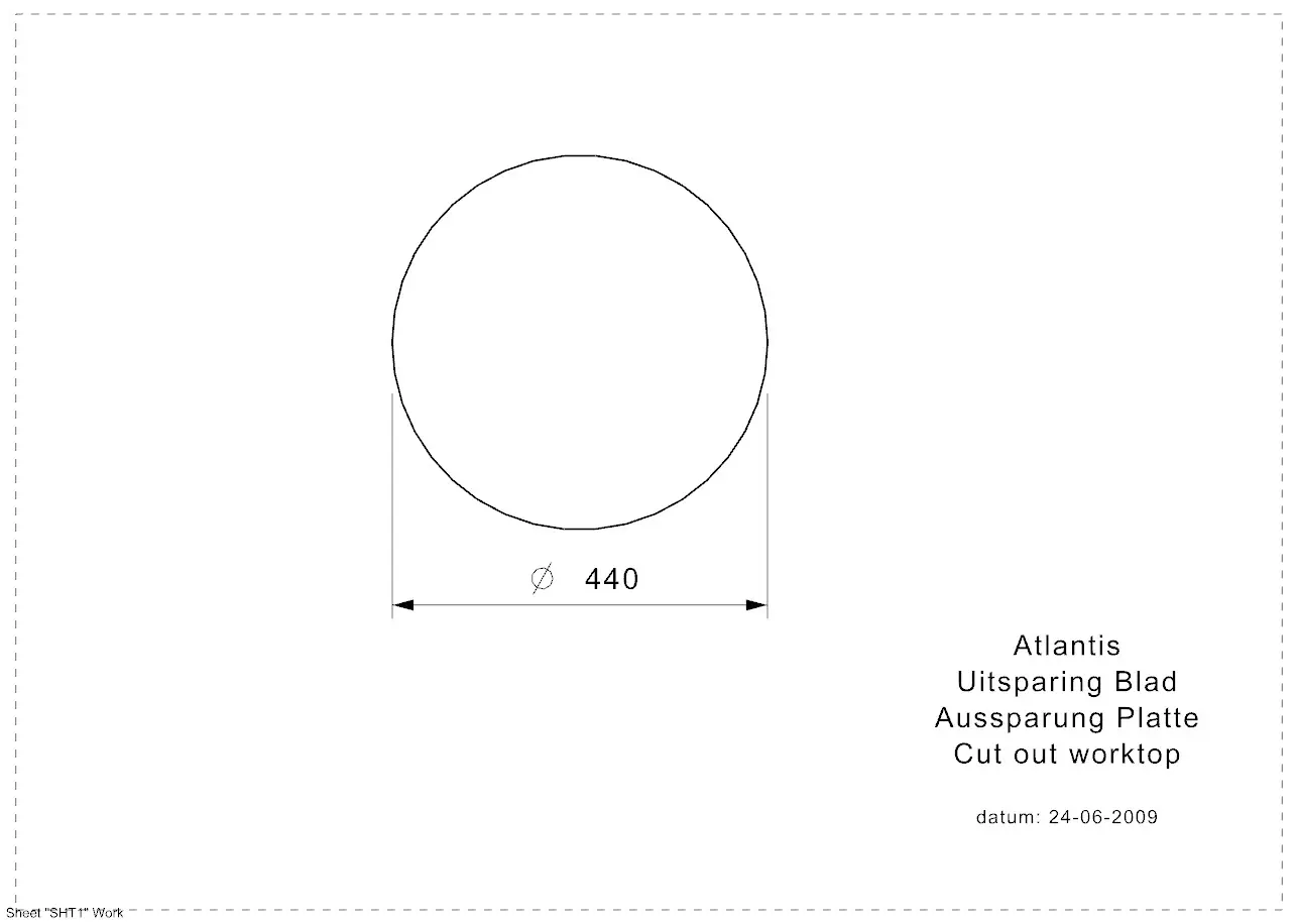Reginox ATLANTIS 316 SP CC (L) Edelstahl Einbauspüle poliert - Aussparung Arbeitsplatte