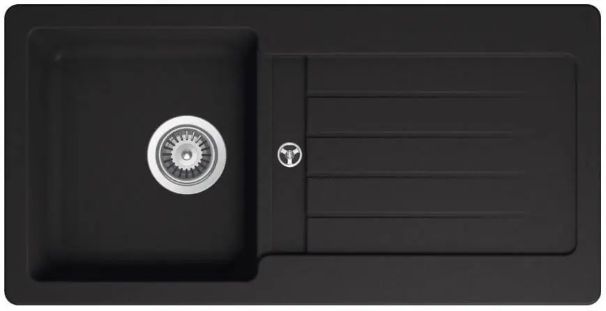Victory Granitspüle 860x435mm schwarz mit Drehexcenter