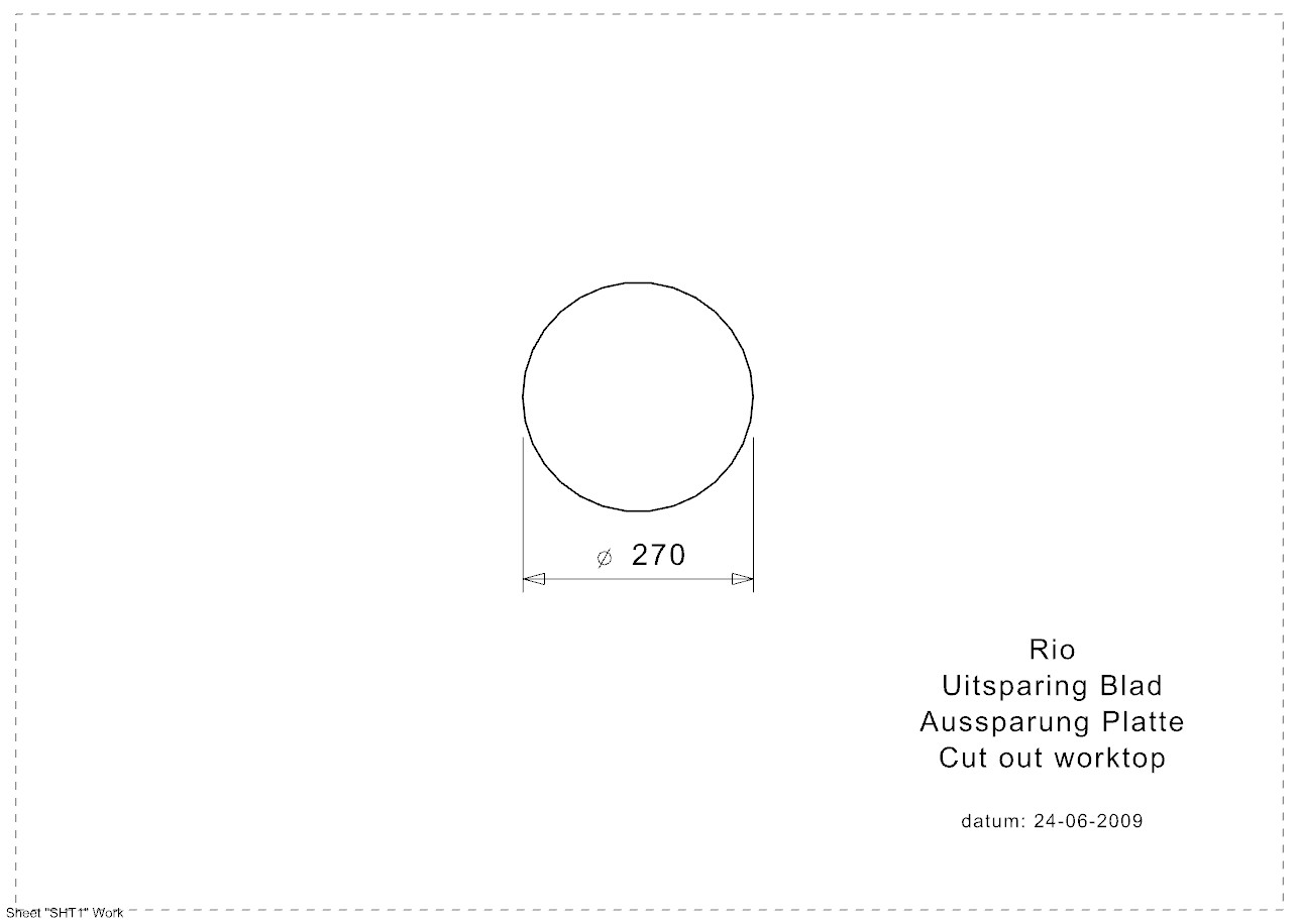Reginox Rio CC (L) Edelstahl Einbauspüle poliert - Aussparung Arbeitsplatte