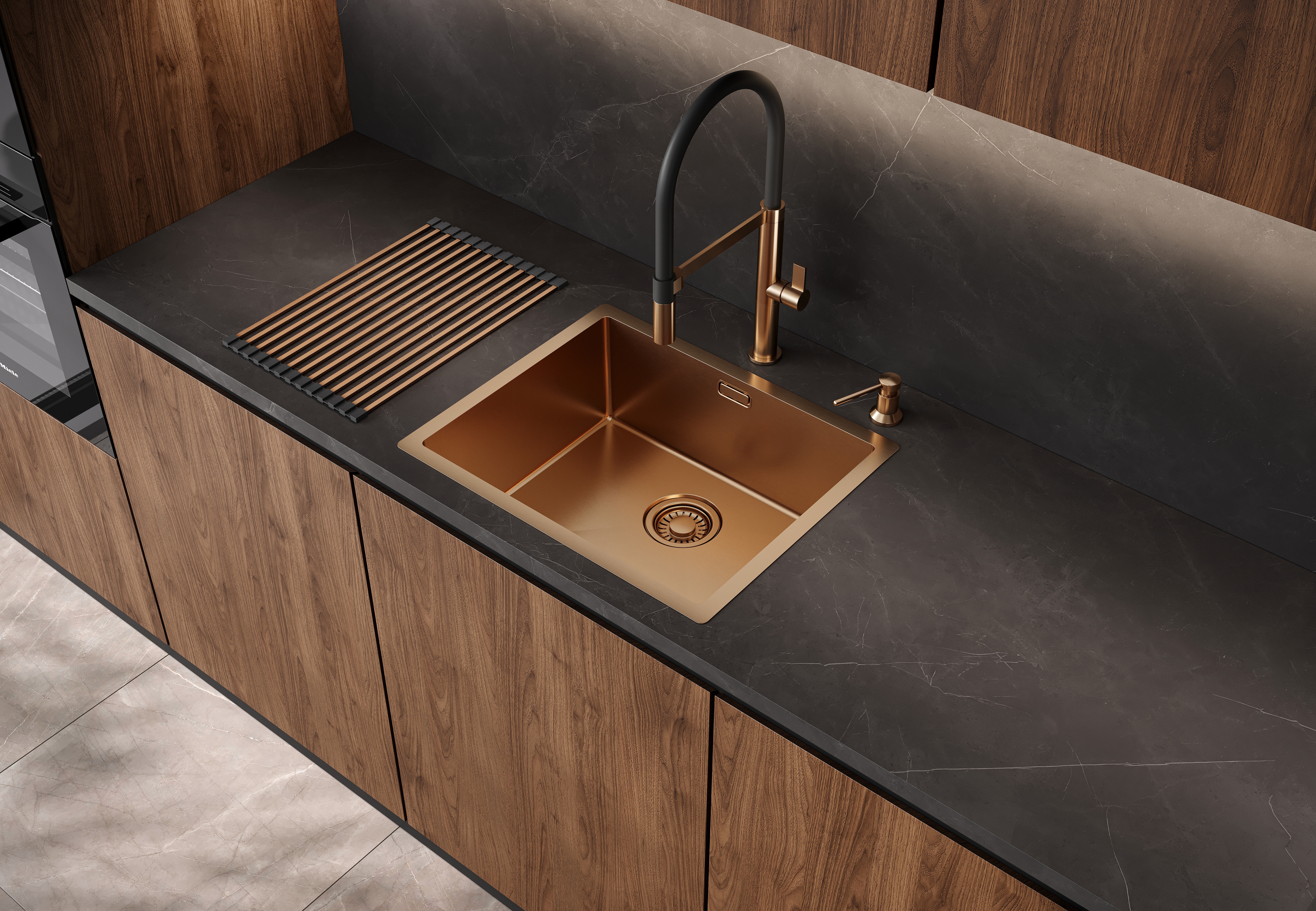 Spüle 500x400, Armatur, Spülmittelspender, Ablage im Set