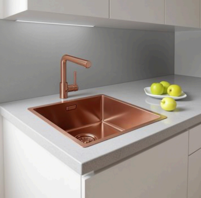 Edelstahl Spülbecken kupfer 440x440 PVD Beschichtung