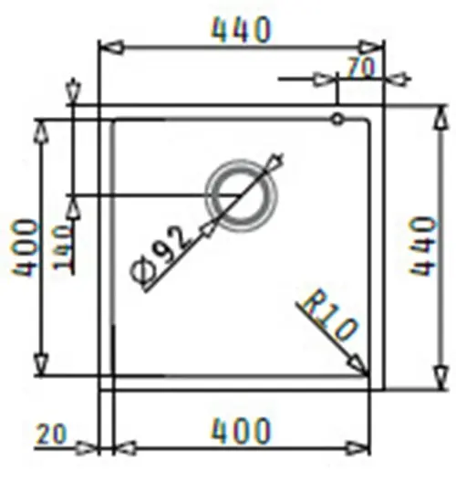 Zeichnung Pyramis Tetragon Unterbauspuele weiss