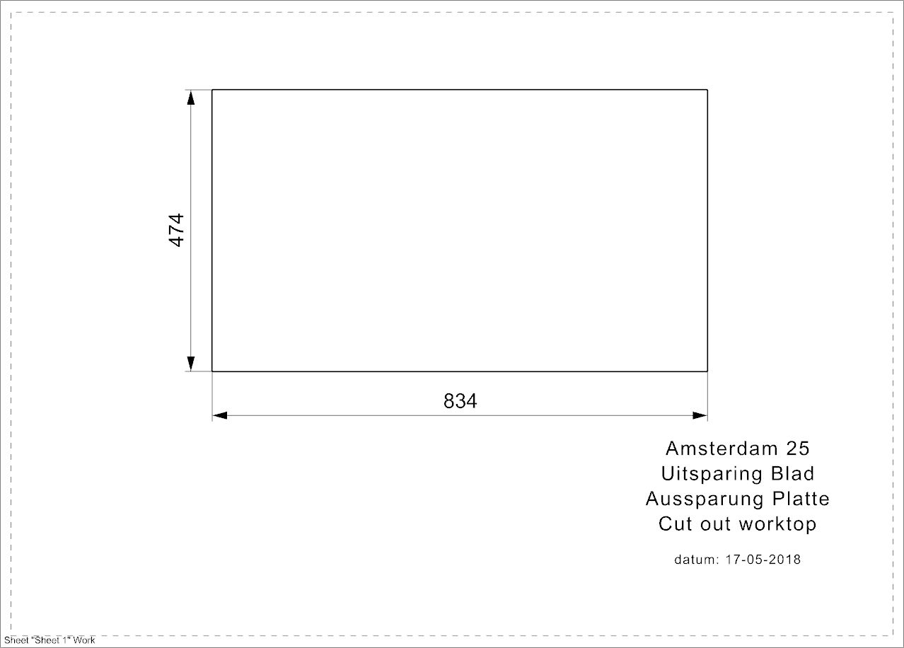 R31087_3 Reginox Amsterdam 25 Pure White Spülbecken weiß - Arbeitsplattenausschnitt