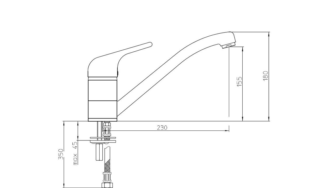 K1090K_10 Reginox Ela Chrome Einhandmischer Spültisch Armatur mit Schwenkauslauf