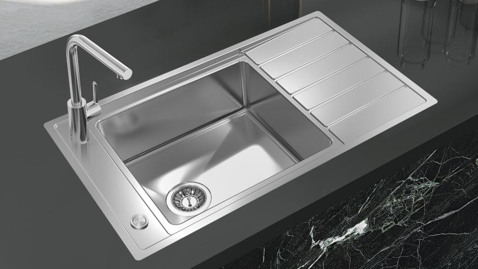 SHIGO SGY860 Edelstahlspüle mit Abtropffläche + Excenterbedienung SHIGO SGY860 Edelstahlspüle mit Abtropffläche + Excenterbedienung