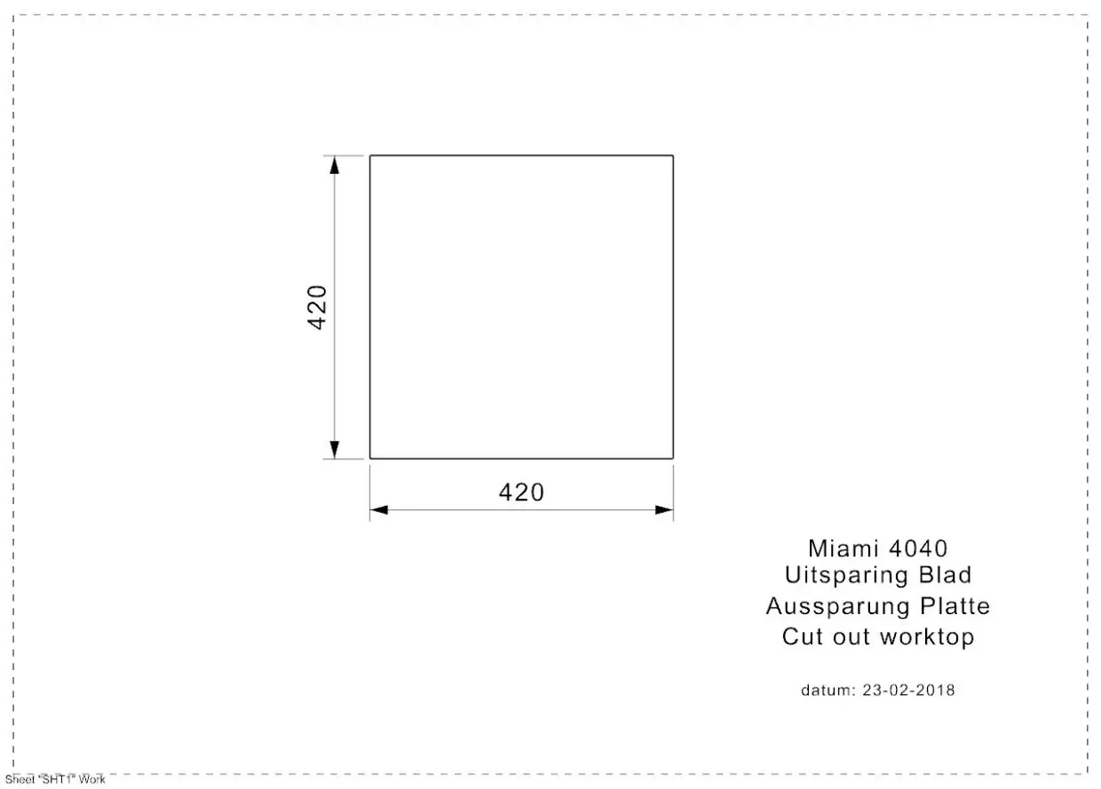 Reginox MIAMI 40X40 COPPER (L) Integrated Edelstahl Spülbecken - Arbeitsplattenausschnitt