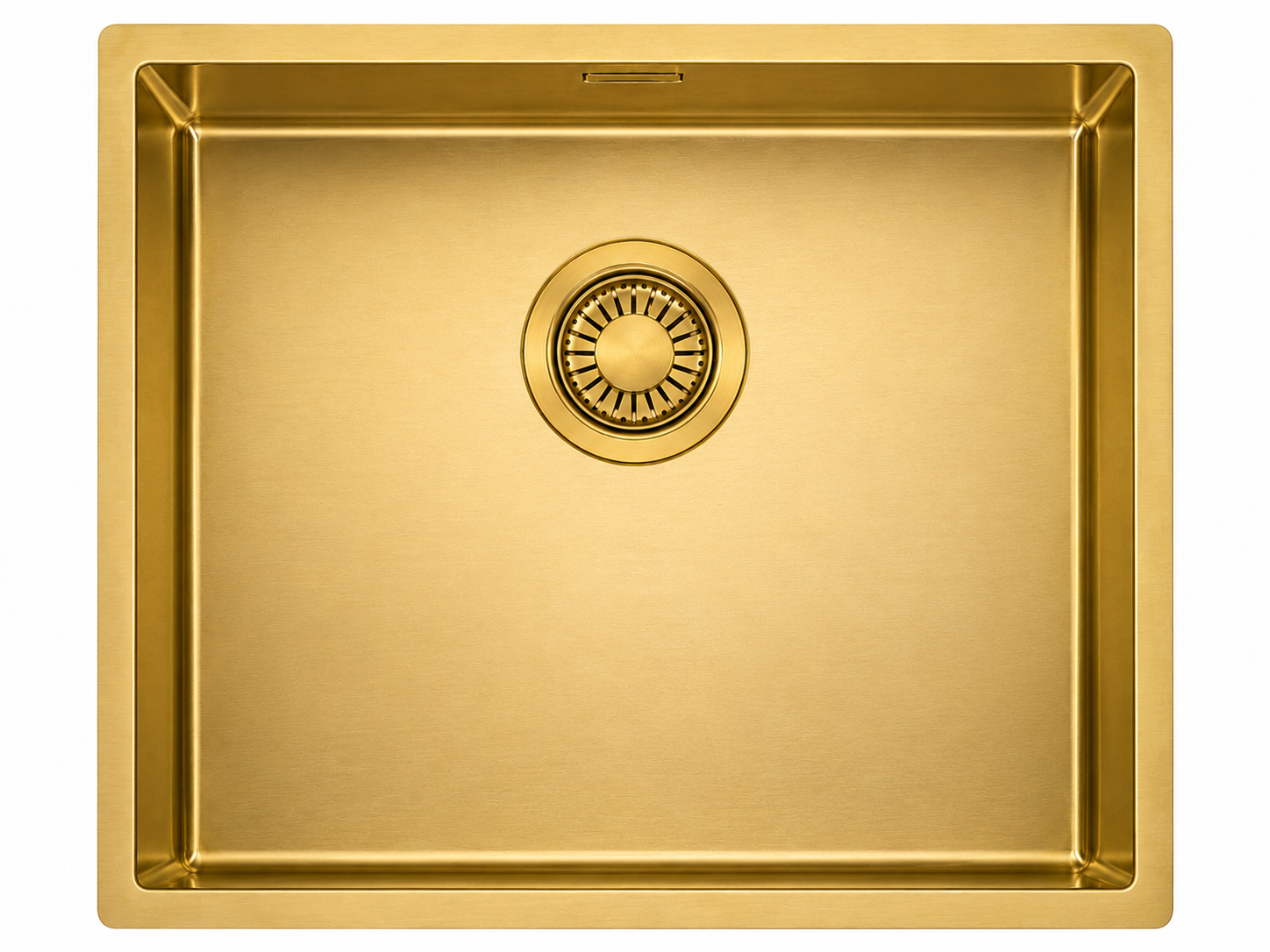 SHIGO Edelstahlspülbecken Gold mit PVD Beschichtung 1 Becken 50x40 cm Elegantes goldenes Küchenspülbecken mit modernem Design und zentralem Abfluss, perfekt für stilvolle Innenräume.
