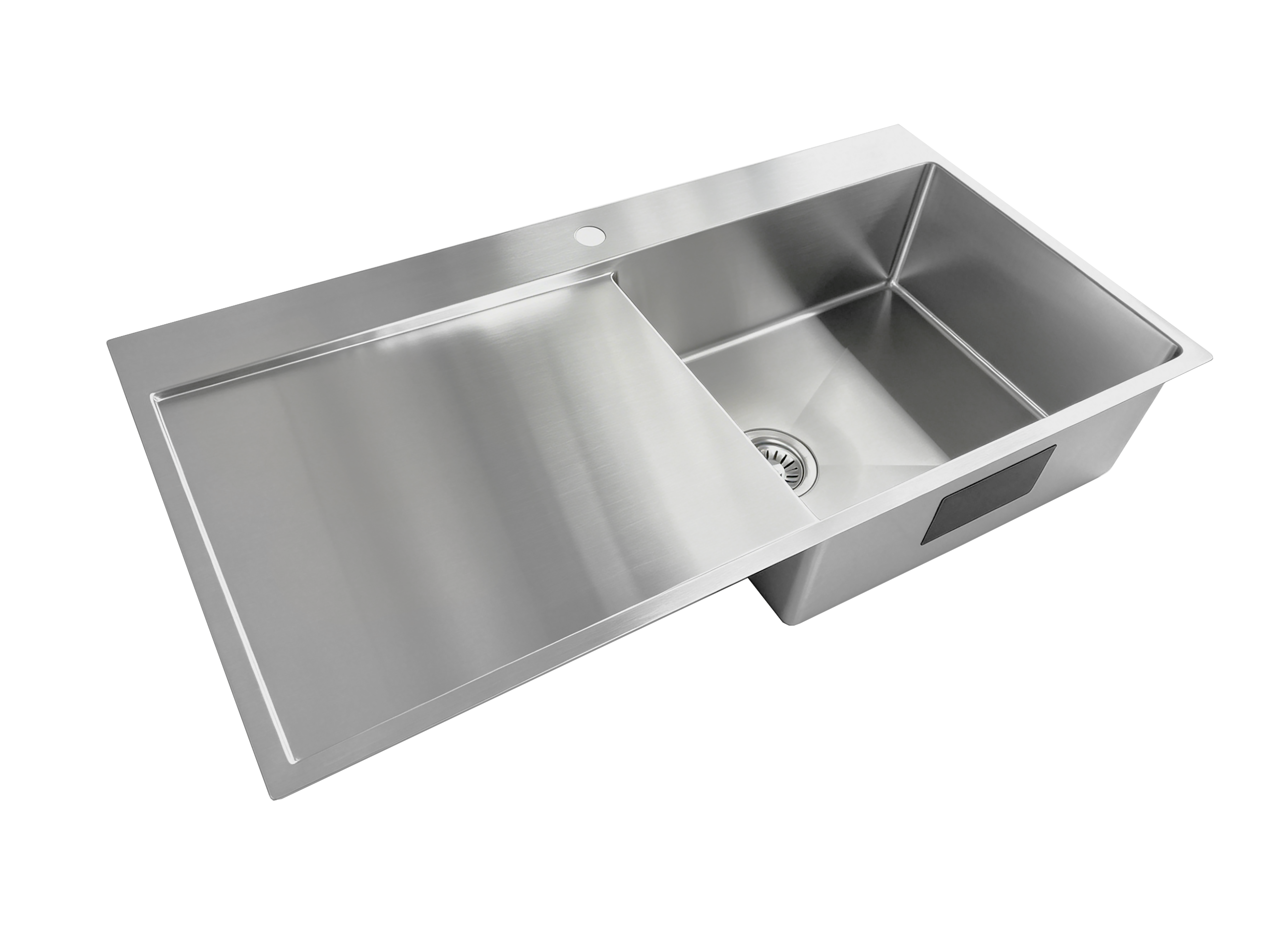 Küchenspüle aus Edelstahl mit großem Becken und elegantem Design, perfekt für moderne Küchen.