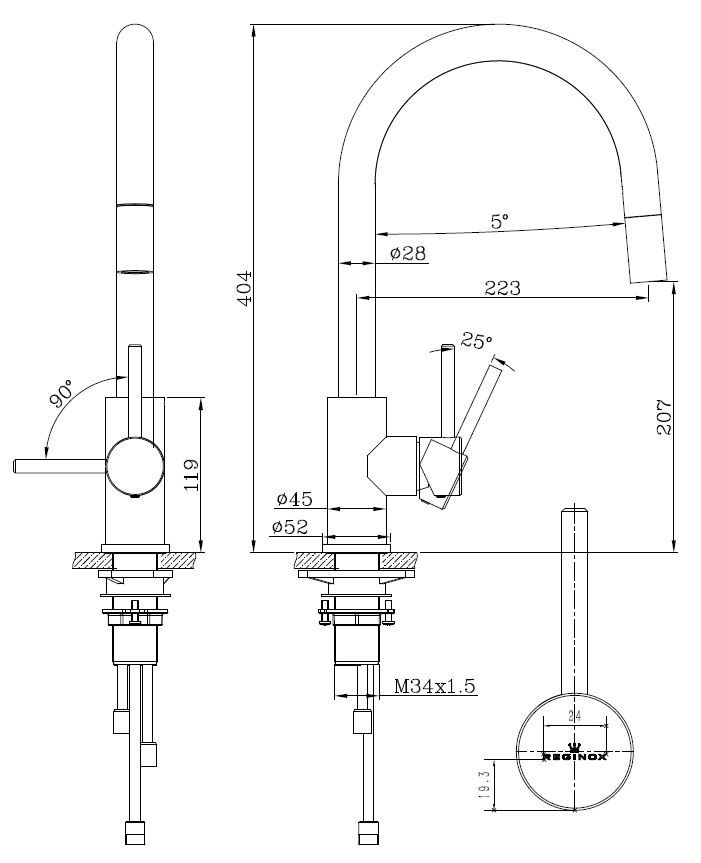 Reginox Huron R34576 Zeichnung