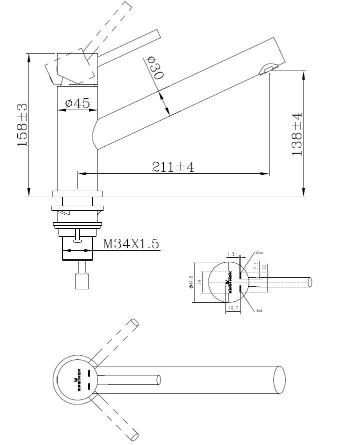 oxon_rvs_r34606_drawing Reginox Oxon Küchen Armatur