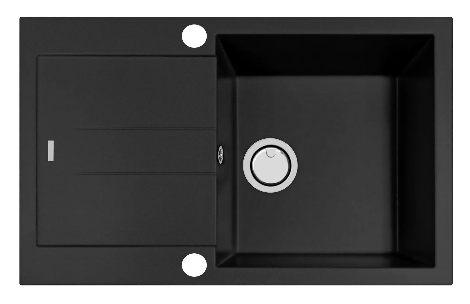 AM7810_70UG2 Elegance Granitspüle mit XL Becken und Abtropffläche schwarz-matt