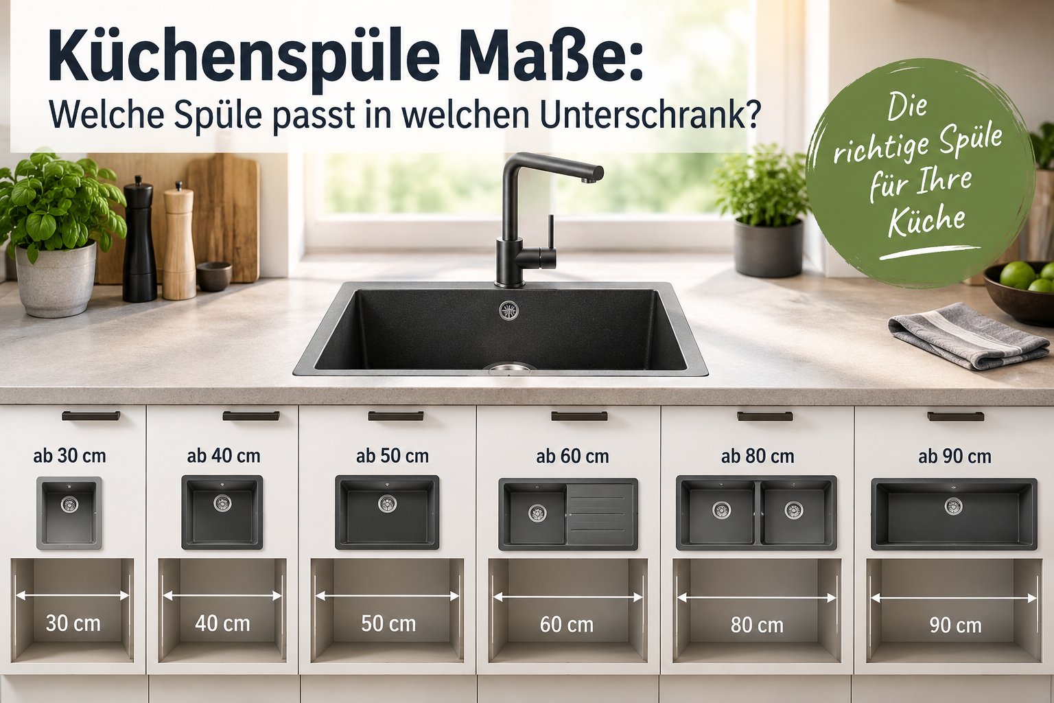Küchenspüle Maße: Welche Spüle passt in welchen Schrank?