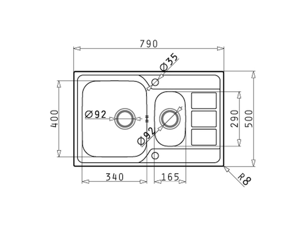ATHENA-EXTRA-79X50-1-1-2B-1D-1-1TH_L Pyramis ATHENA EXTRA (79x50) 1 1/2B 1D Edelstahl Einbauspüle - Maßzeichnung