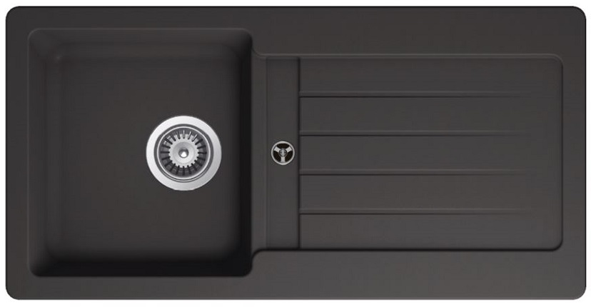 Victory Granitspüle 860x435mm grau mit Excentergarnitur