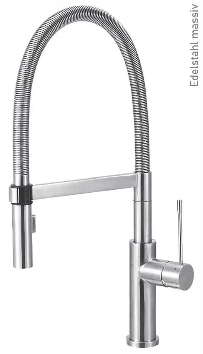 Hohe Edelstahl-Küchenarmatur mit Schlauchbrause Hohe Edelstahl-Küchenarmatur mit Schlauchbrause