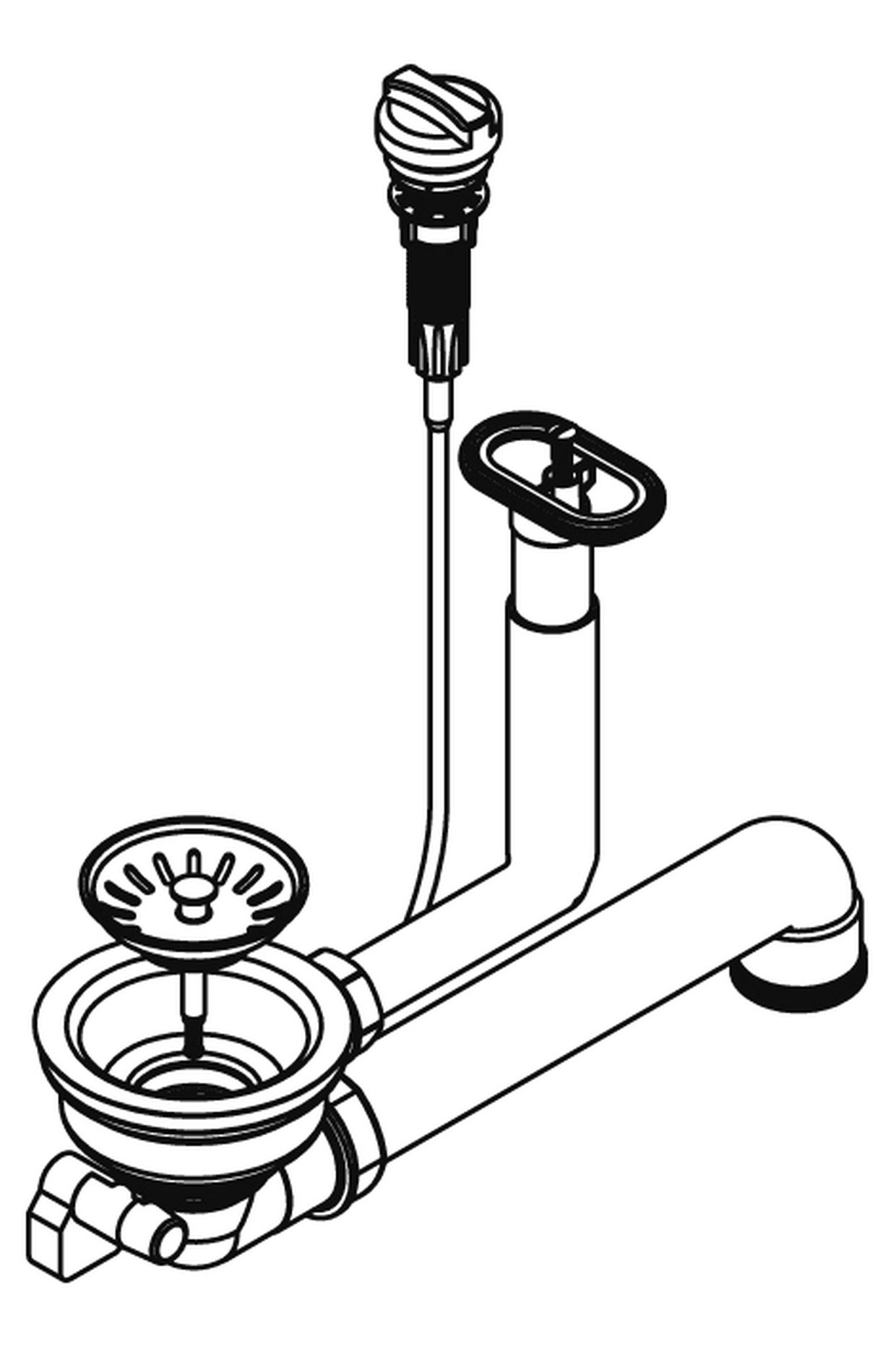Pyramis MEDUSA CORNER 1B 2D Edelstahl Einbauspüle poliert - Drehexcenter-Ventil ∅92 mit Überlauf in Abtropffläche
